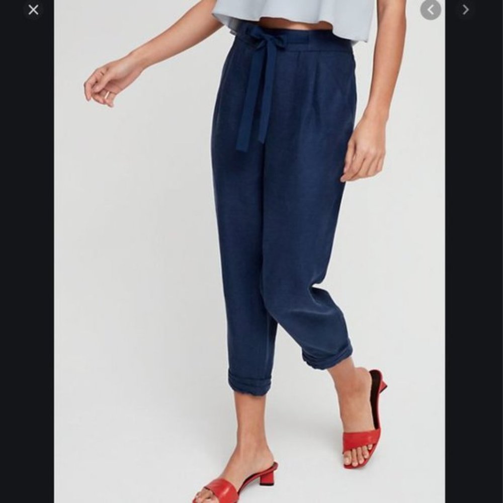 Aritzia Wilfred Allant Pants Linen Crop Drawstring